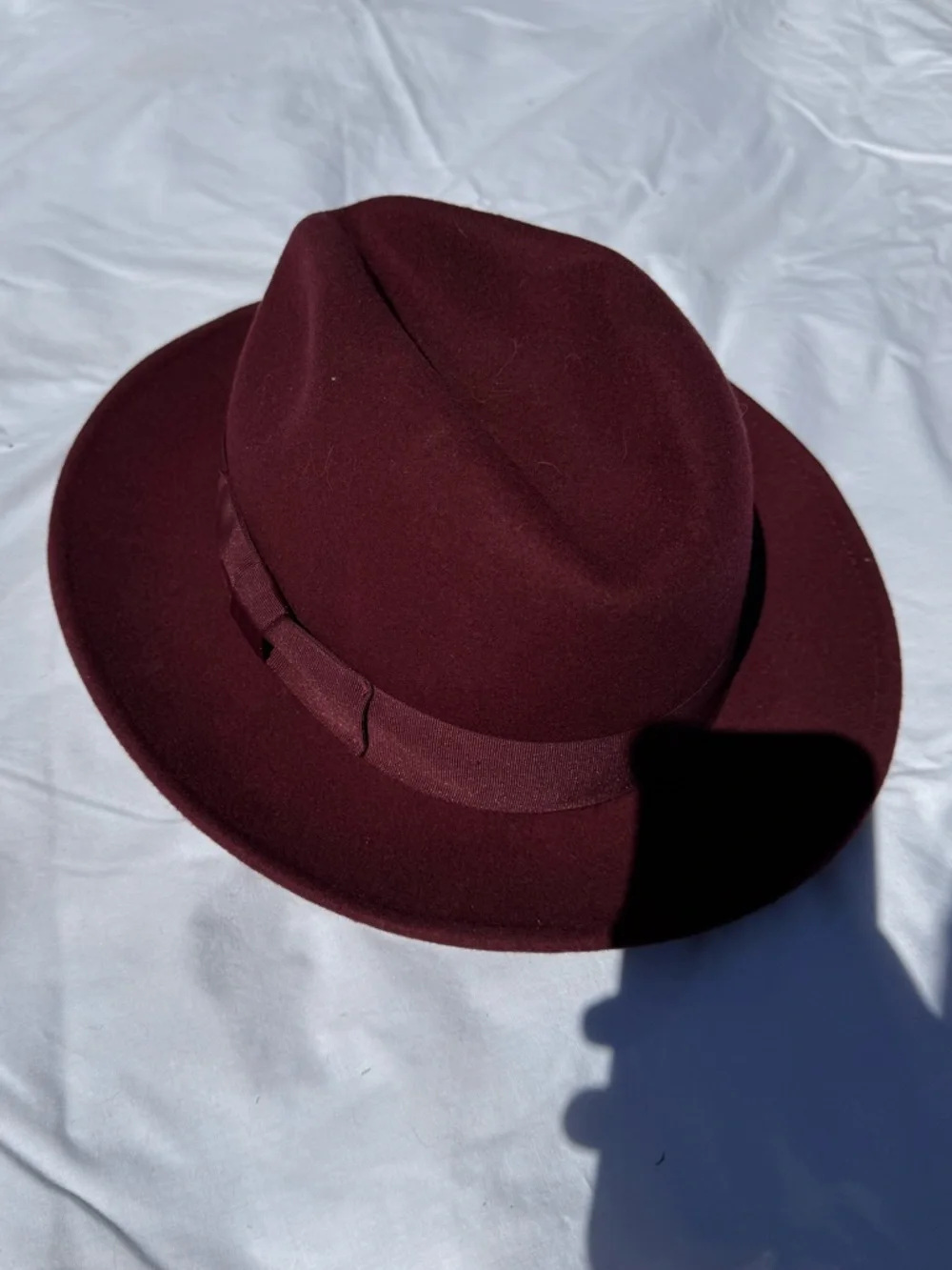 Men's Wool Fedora Hat - Burgundy - Picture 2 of 7